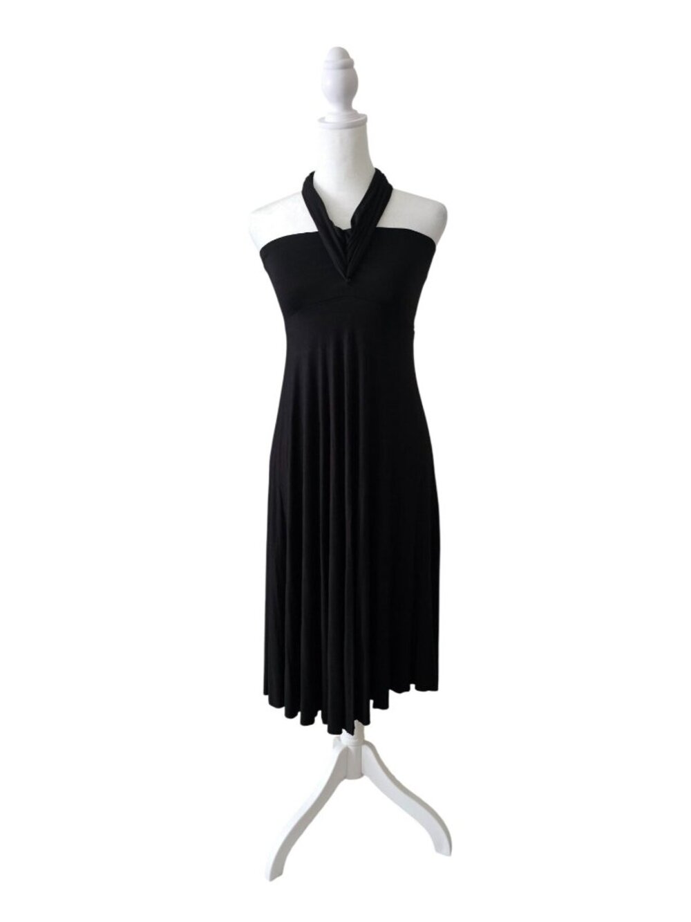 Elan Womens Black Convertible Halter Strapless Midi Dress S Flowy Beachy Resort